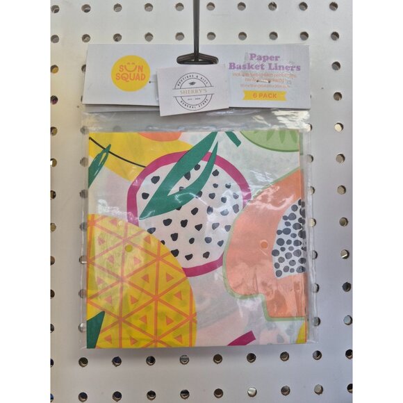 Sun Squad 6-Pack Colorful Paper Basket Liners With Tropical Fruit Prints - Picture 1 of 2